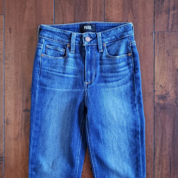 Paige Dark Wash Hoxton Slim Hampton Stretch Mid Rise Women's Blue Jeans Size 24 - Picture 5 of 13